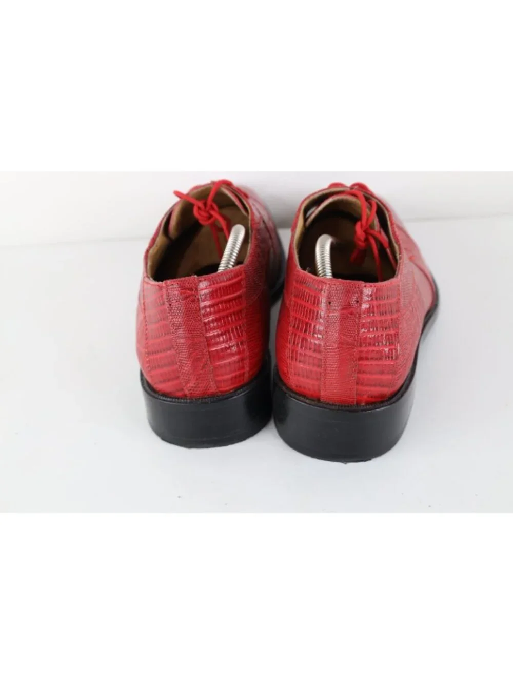 Vtg Streetwear Mens Size 12 Snakeskin Alligator Print Leather Dress Shoes Red